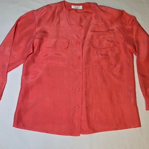 Beechers Brook Silk Blouse – Long Sleeve – Size L – Rose Peach Color - Picture 1 of 9